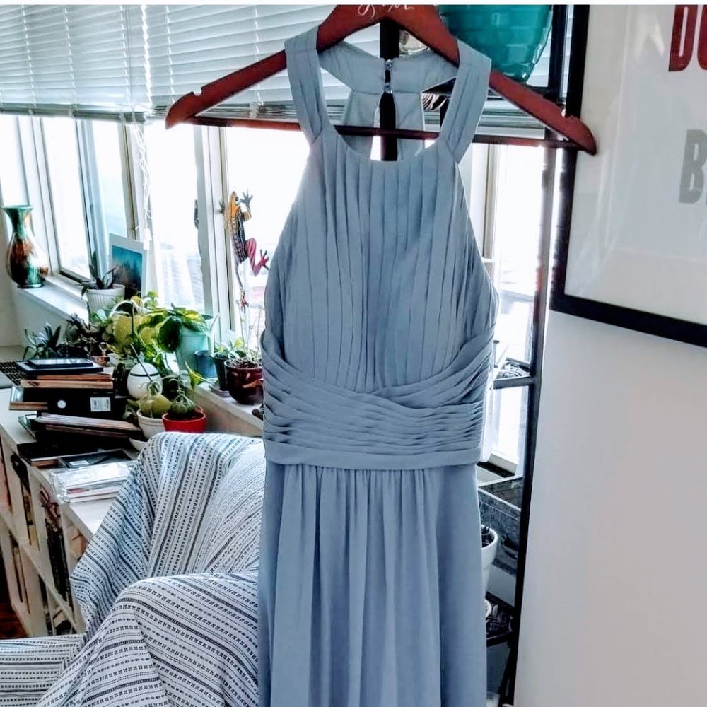 Azazie Winona Bridesmaid, Dusty Blue, worn once!